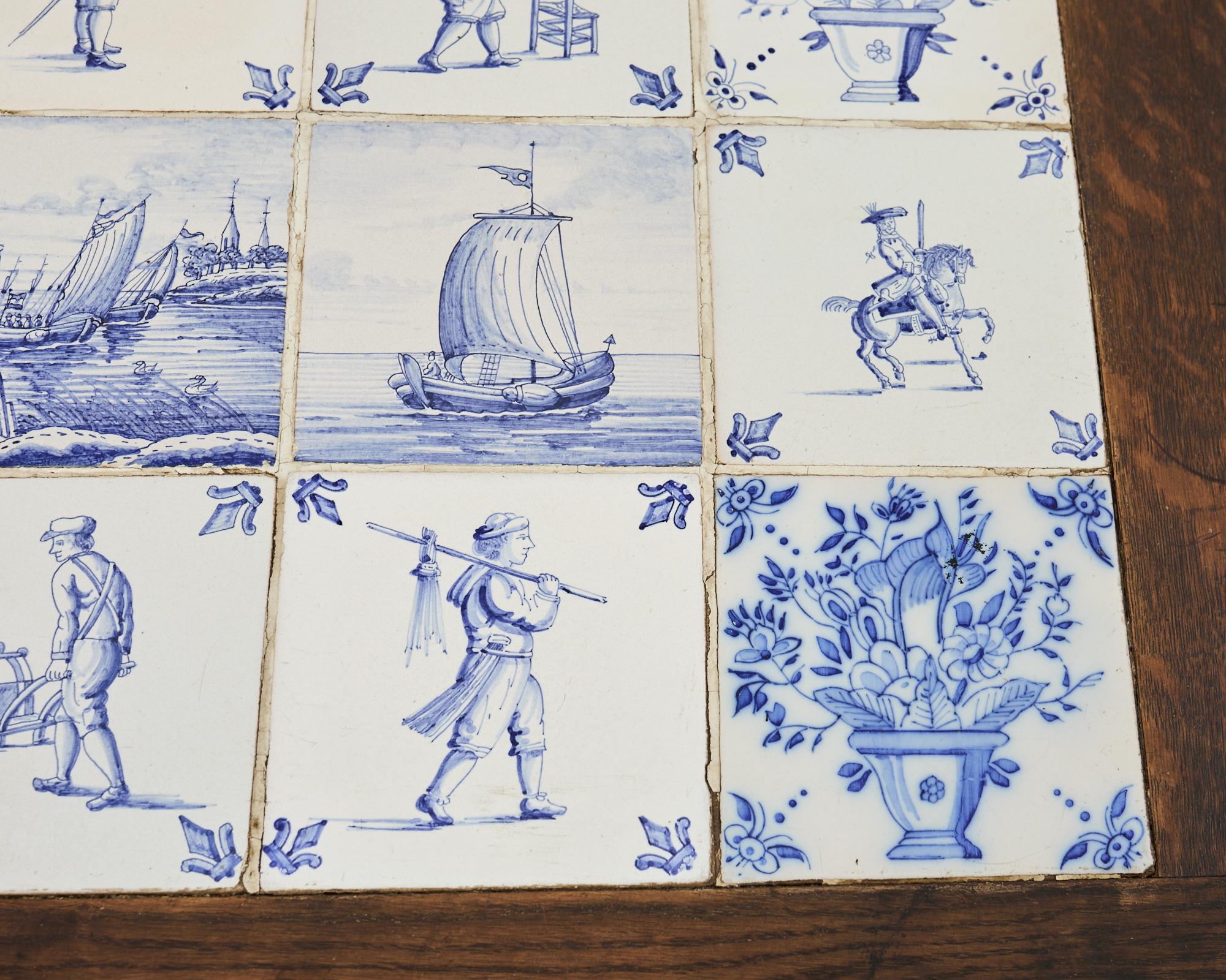 Country English Delft Blue and White Tile Top Drinks Table im Angebot 3