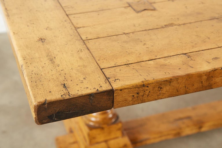 Country English Double Pedestal Maple Trestle Dining Table at 1stDibs
