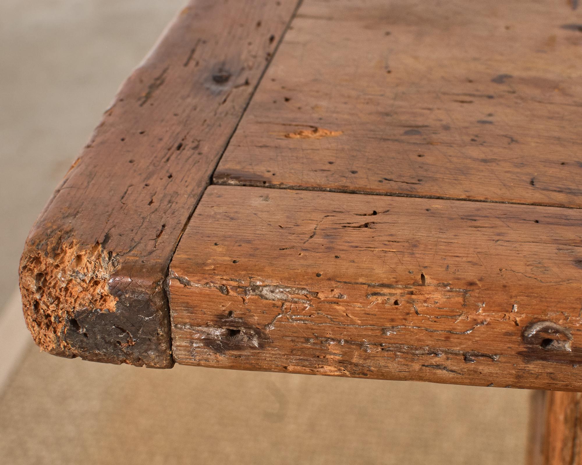 Country English Farmhouse Fruitwood Work Table or Console 4