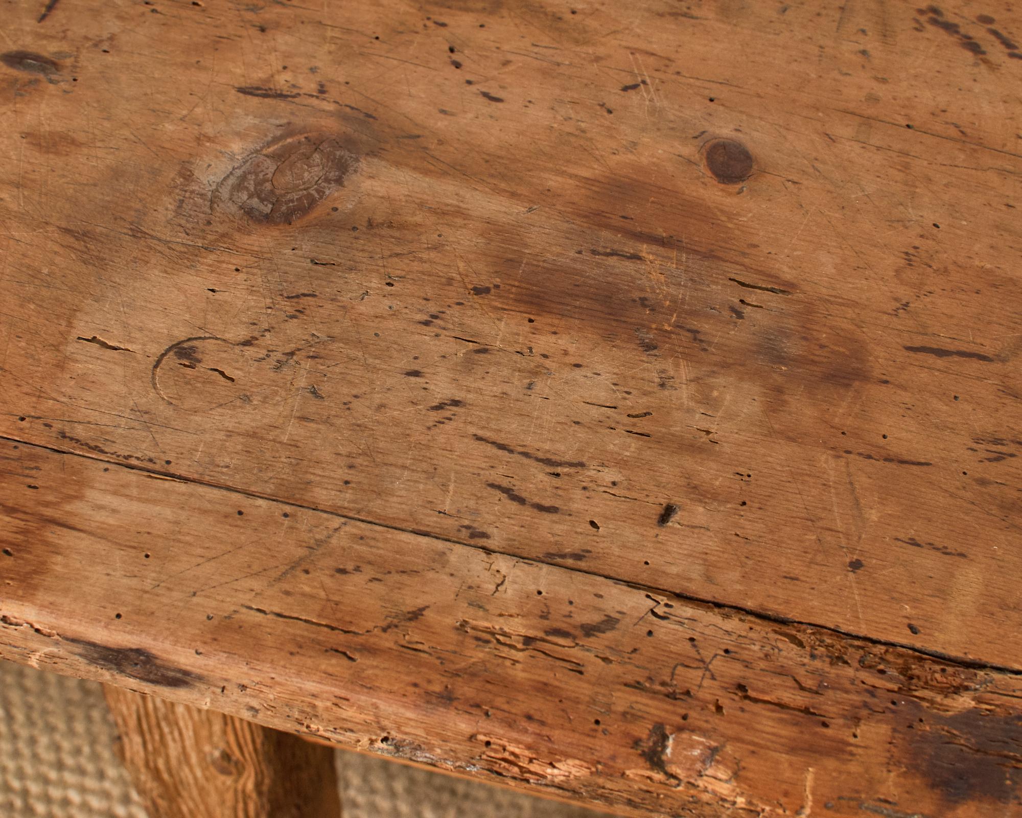 Country English Farmhouse Fruitwood Work Table or Console 6