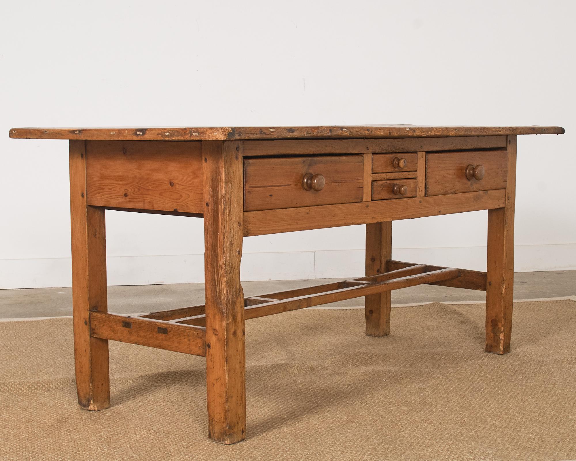 Country English Farmhouse Fruitwood Work Table or Console 12