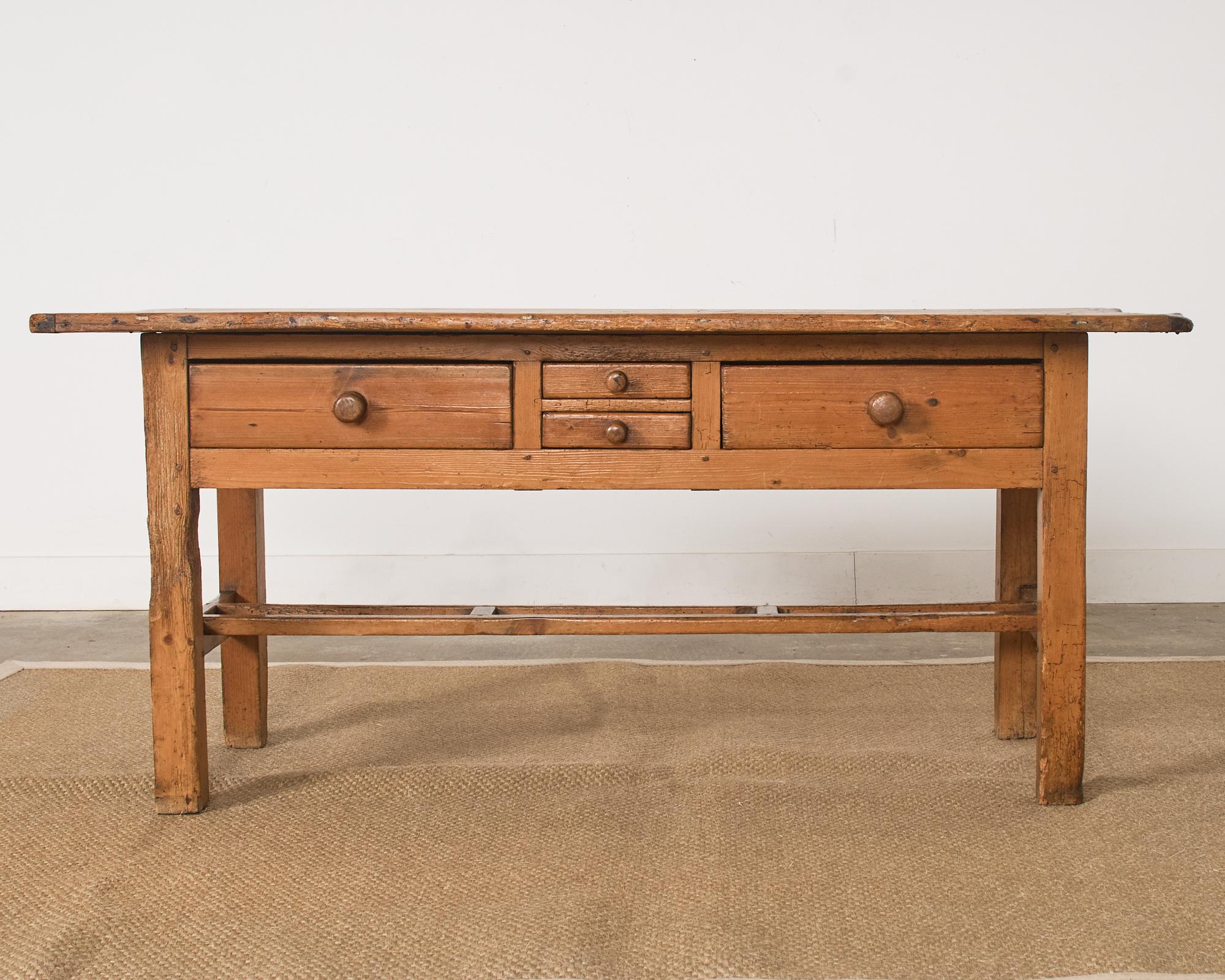 Rustic Country English Farmhouse Fruitwood Work Table or Console