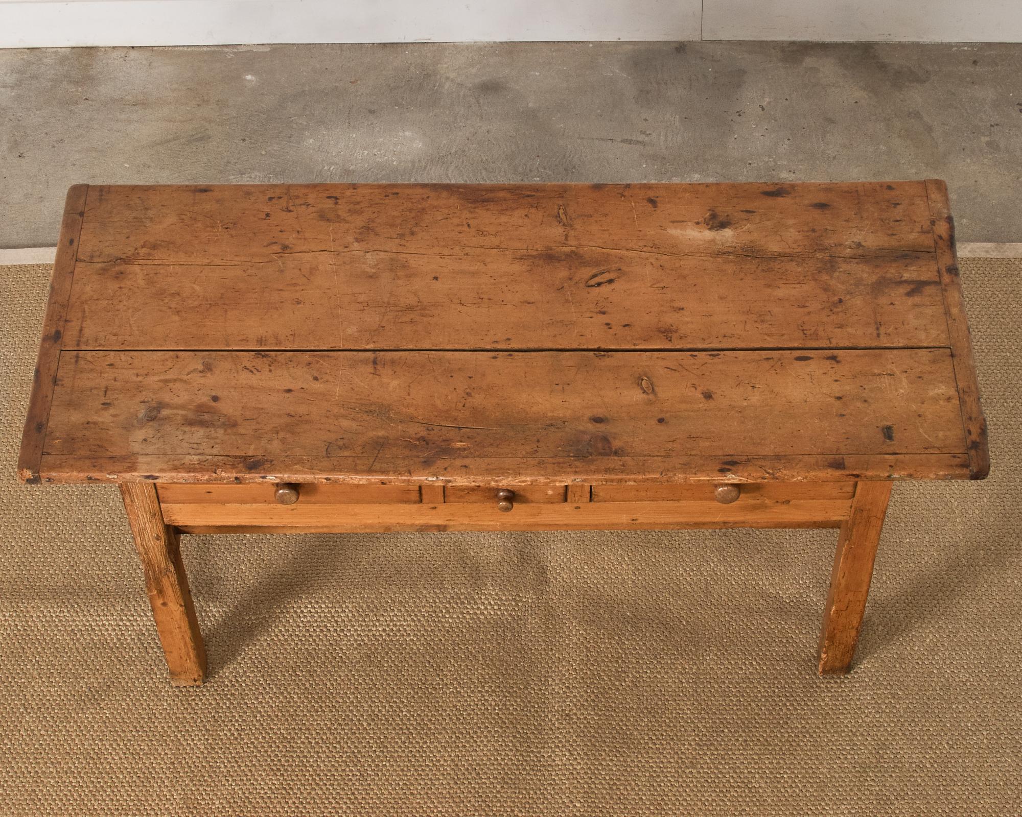 Country English Farmhouse Fruitwood Work Table or Console In Distressed Condition In Rio Vista, CA