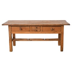 Country English Farmhouse Fruitwood Work Table or Console 