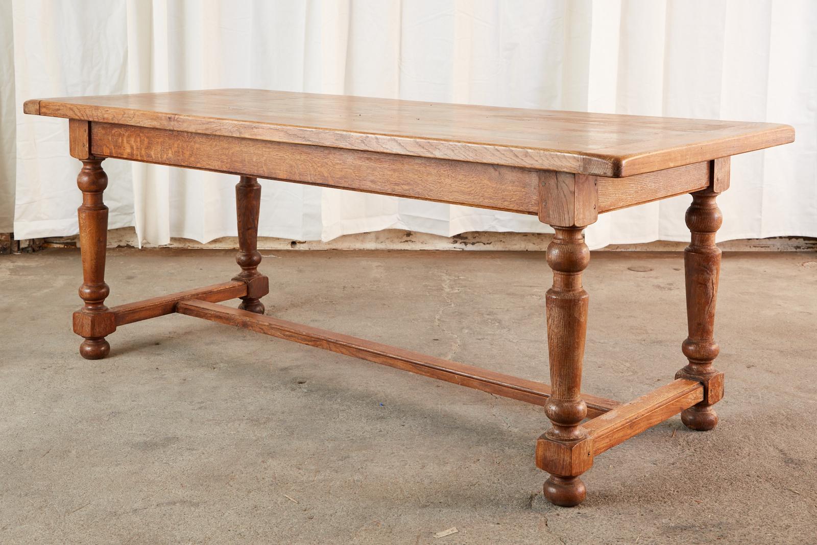 Hand-Crafted Country English Farmhouse Oak Trestle Dining Table