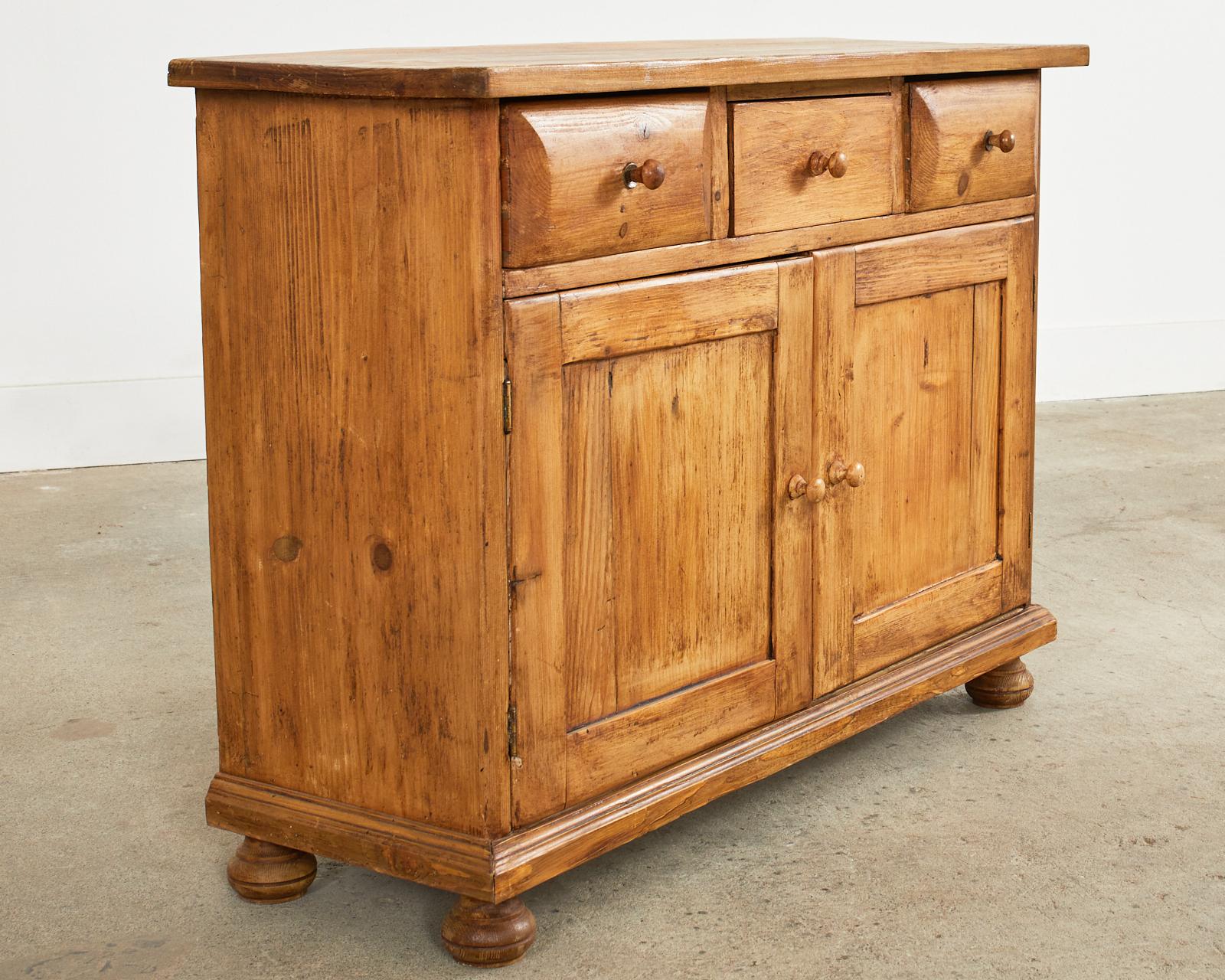 Hand-Crafted Country English Farmhouse Pine Buffet Server Cupboard
