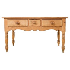 Country English Farmhouse Pine Three Drawer Console Table