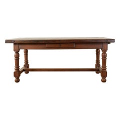 Country English Farmhouse Trestle Style Oak Dining Table