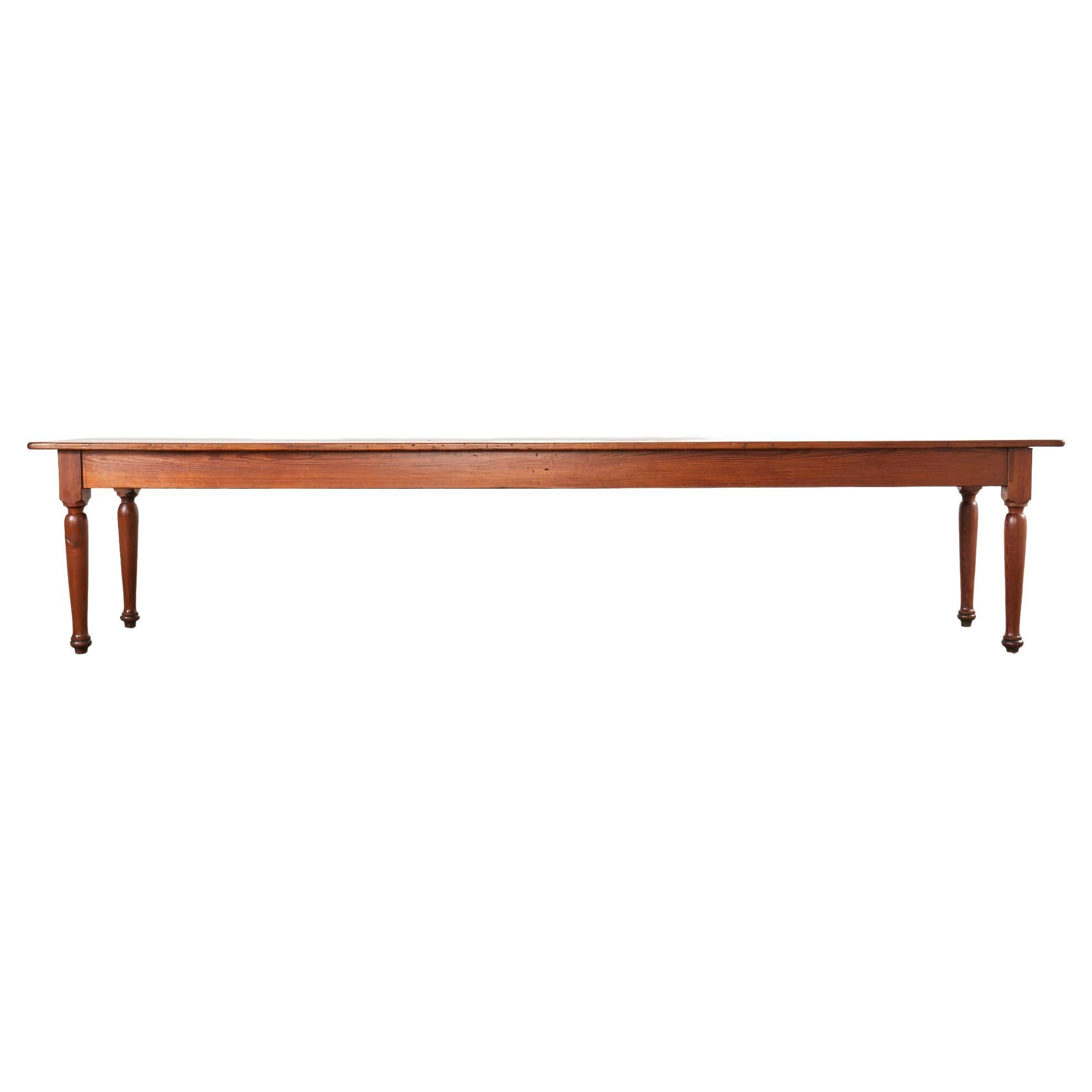 Country English Fruitwood Farmhouse Harvest Dining Table For Sale