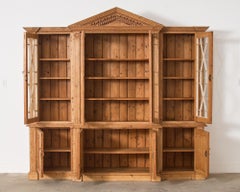 Country English Georgian Style Breakfront Pine Library Bookcase