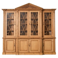 Retro Country English Georgian Style Breakfront Pine Library Bookcase