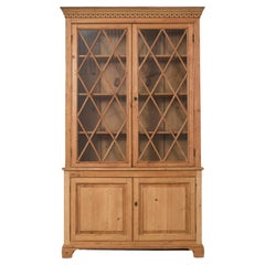 Country English Georgian Style Pine Glazed Bookcase or Cupboard 