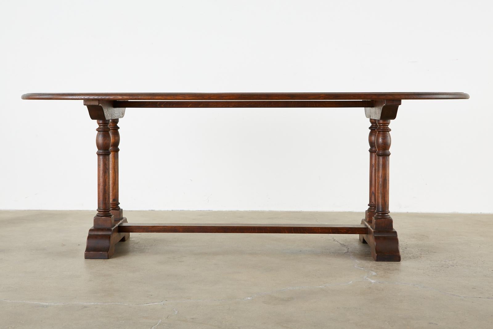 Hand-Crafted Country English Oak Oval Trestle Dining Table
