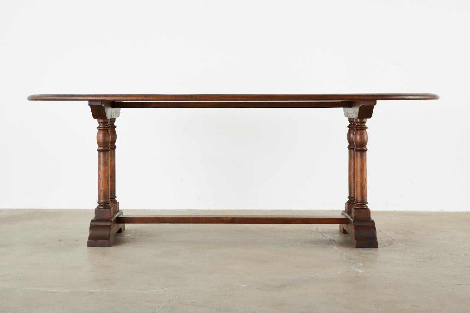 Country English Oak Oval Trestle Dining Table 2