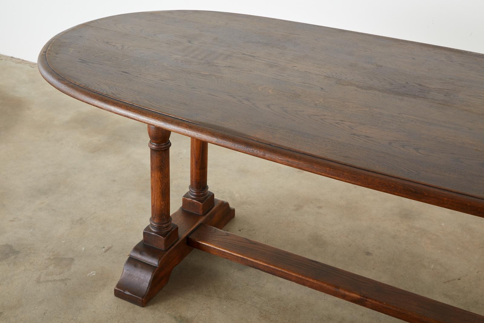 Country English Oak Oval Trestle Dining Table 3