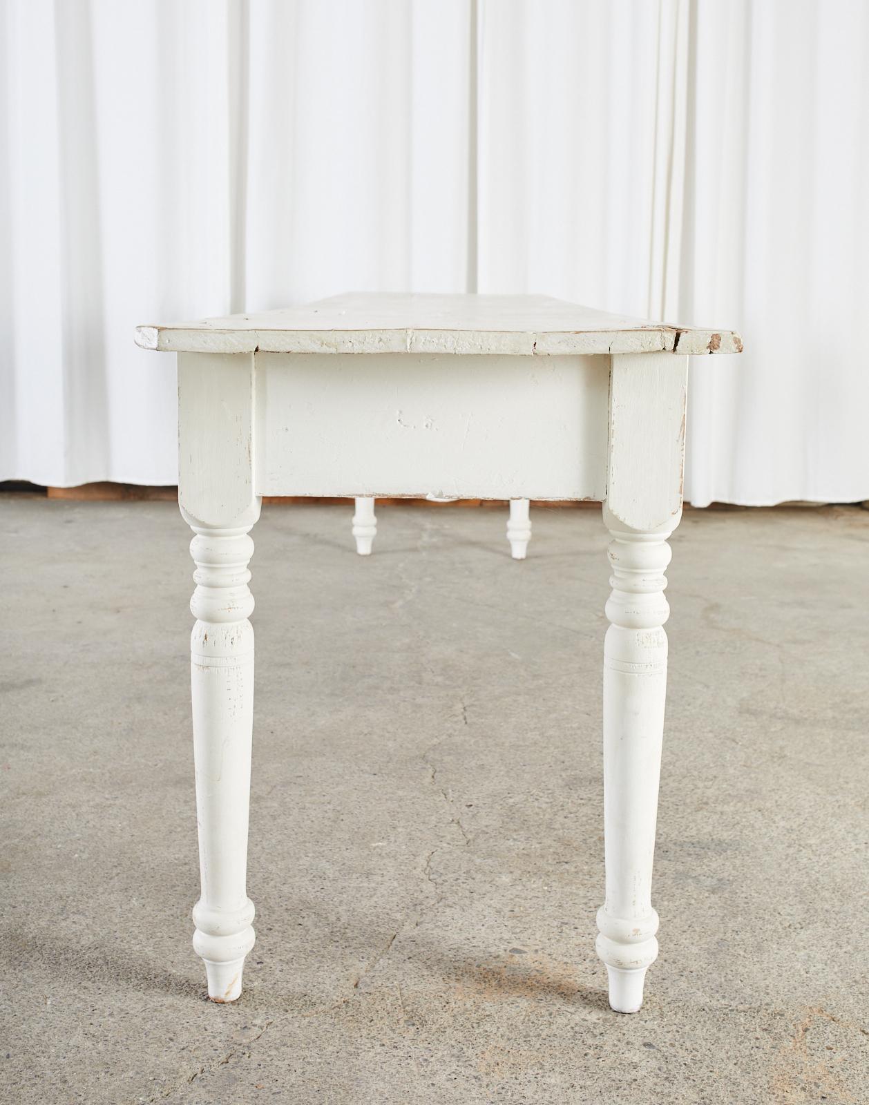 Country English Painted Pine Farmhouse Harvest Table or Console For Sale 10
