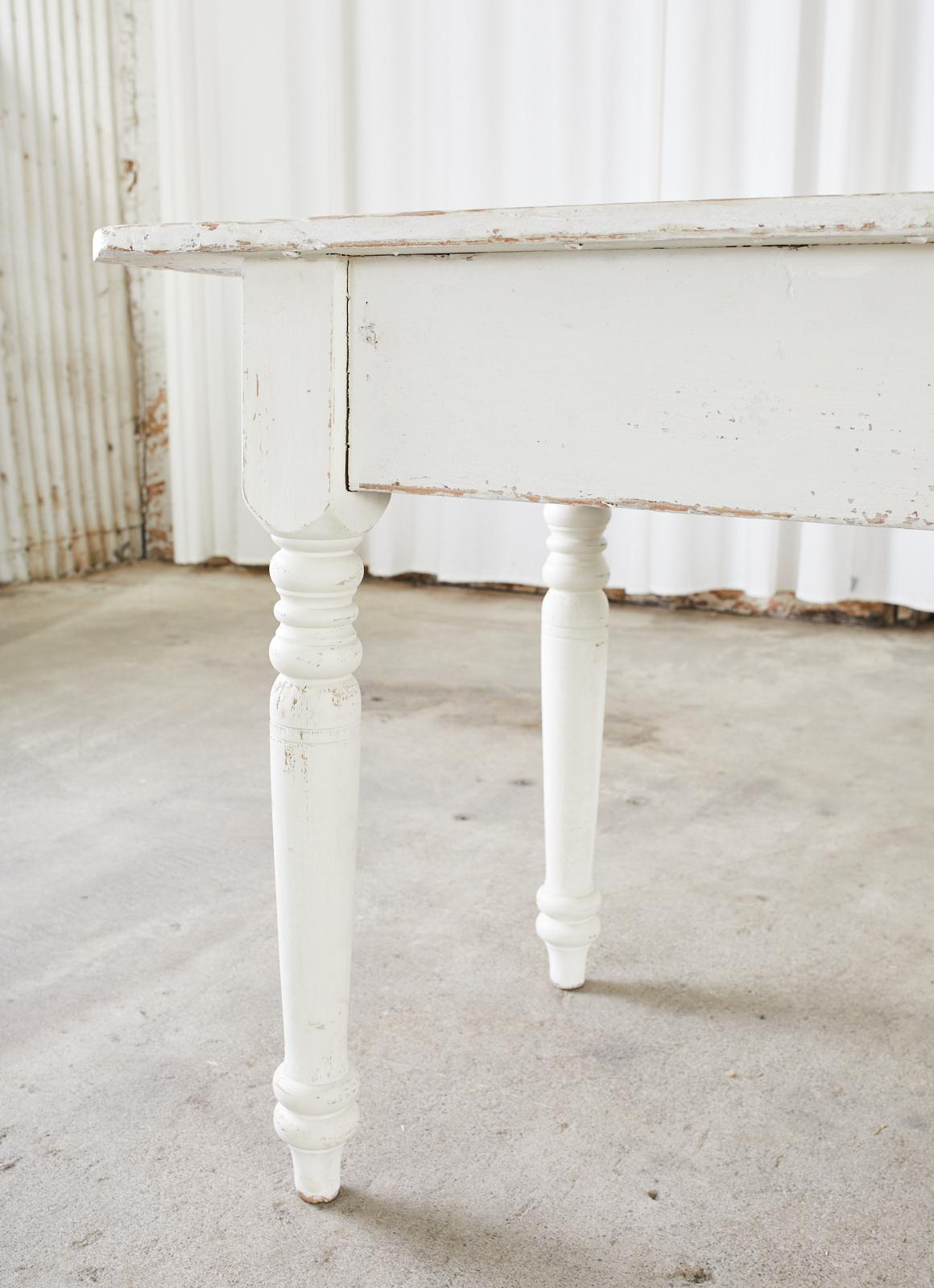 Country English Painted Pine Farmhouse Harvest Table or Console For Sale 12