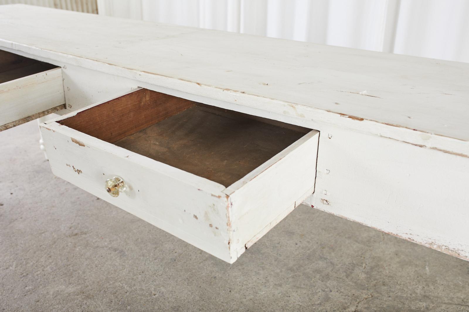 Country English Painted Pine Farmhouse Harvest Table or Console 1