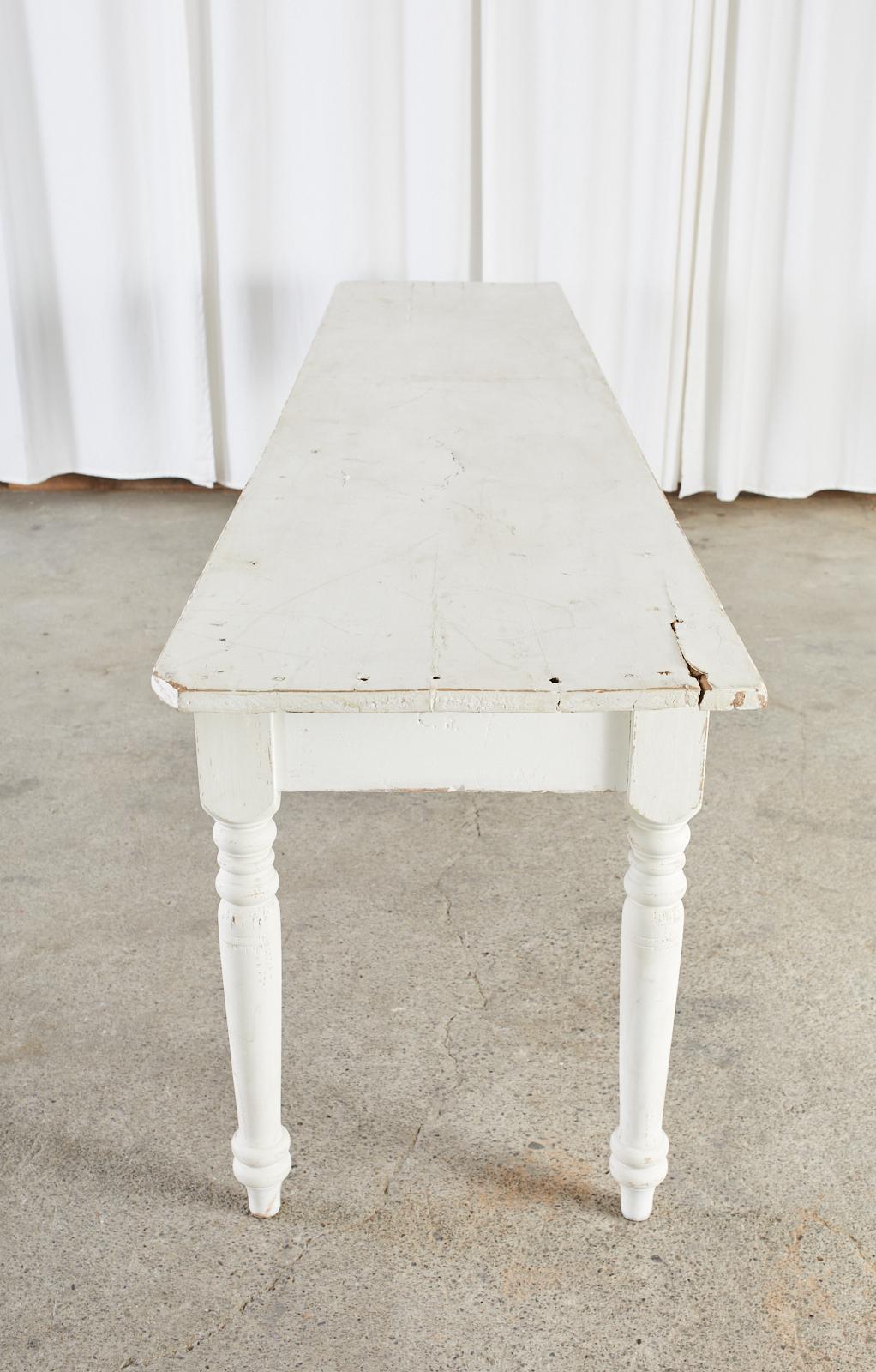 Country English Painted Pine Farmhouse Harvest Table or Console For Sale 2