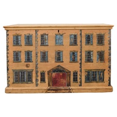 Country English Painted Pine Trunk with Georgian House Facade