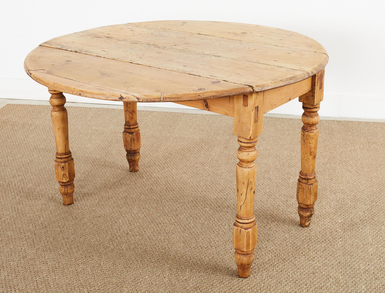 Country English Pine Drop-Leaf Farmhouse Dining Table or Console 2