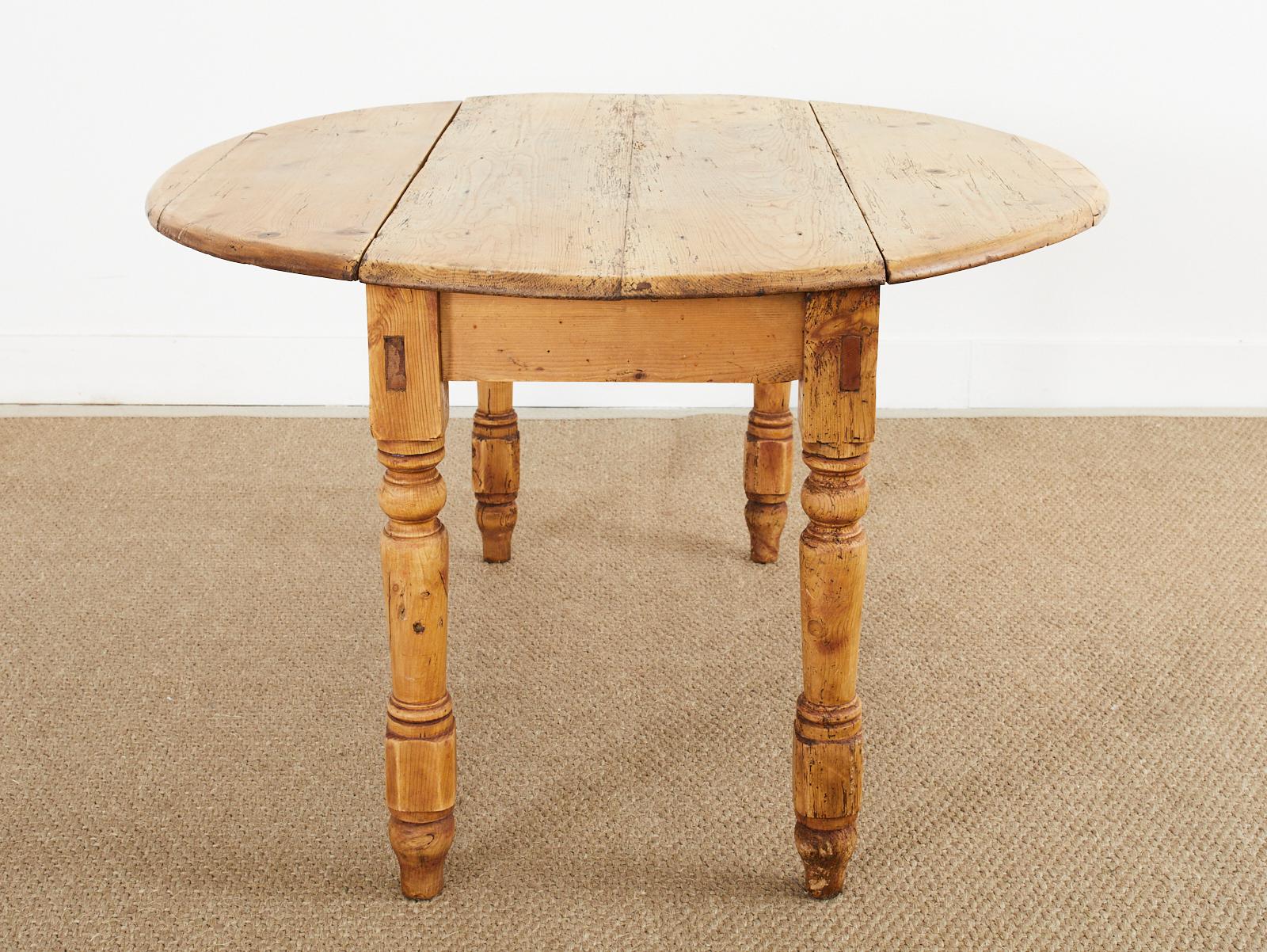 Country English Pine Drop-Leaf Farmhouse Dining Table or Console 7