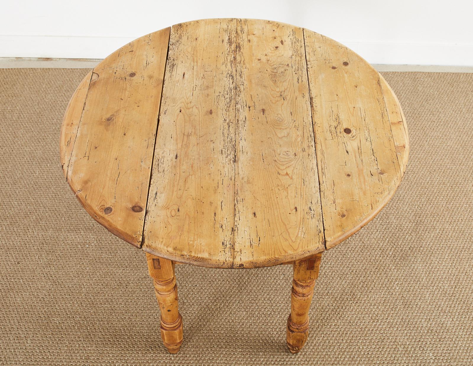 Country English Pine Drop-Leaf Farmhouse Dining Table or Console 8