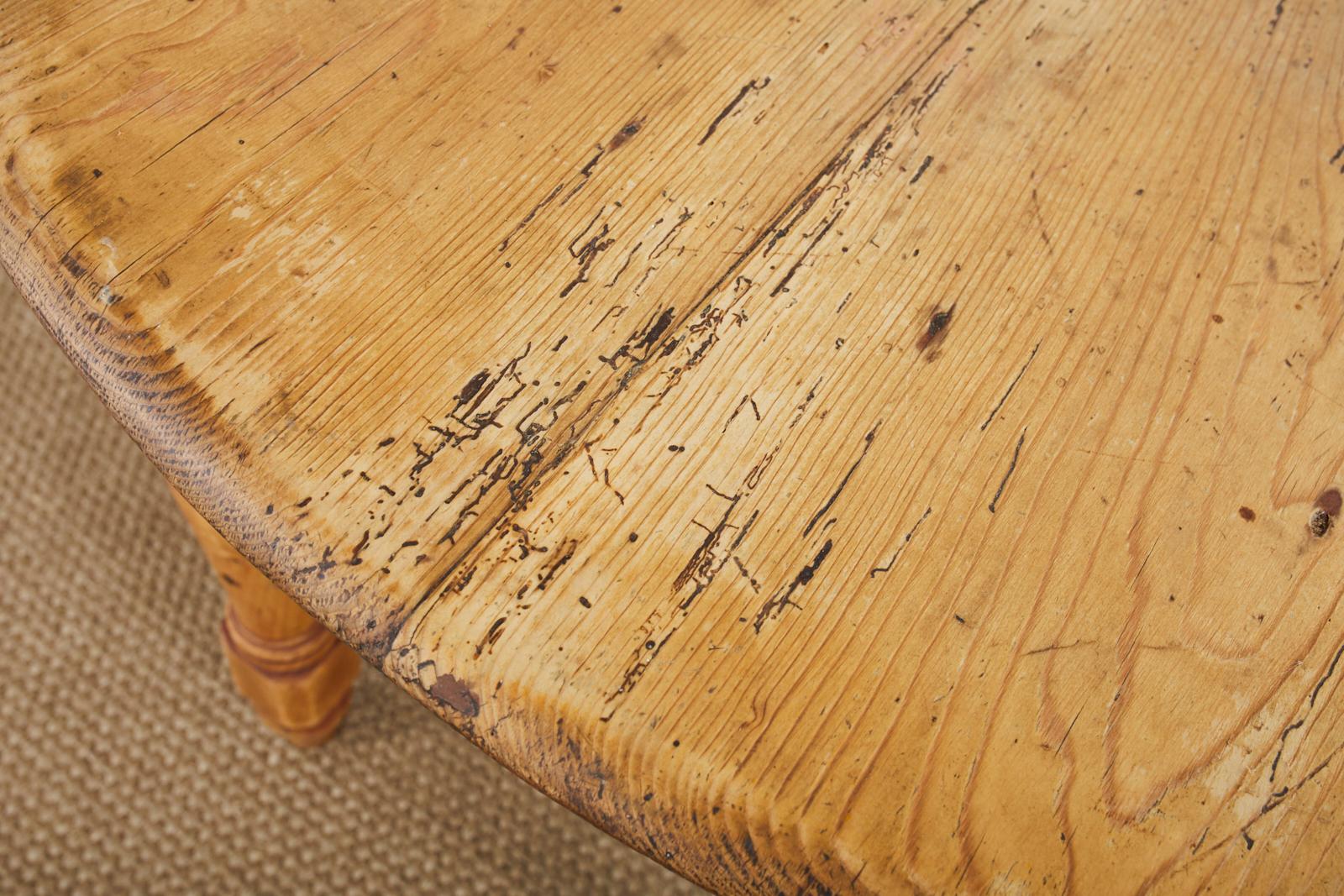 Country English Pine Drop-Leaf Farmhouse Dining Table or Console 9