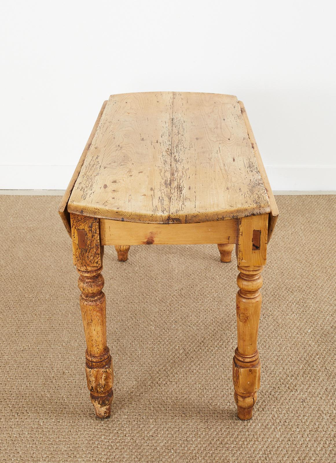Country English Pine Drop-Leaf Farmhouse Dining Table or Console 1