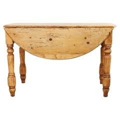 Country English Pine Drop-Leaf Farmhouse Dining Table or Console