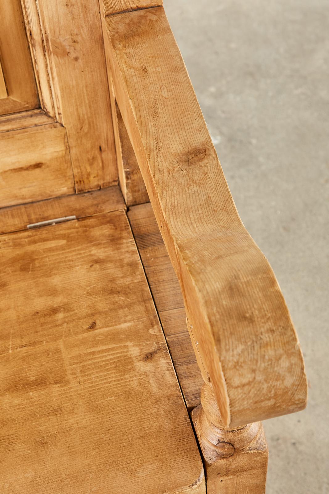 Country English Pine Farmhouse Settle Bench Seat Settee 8