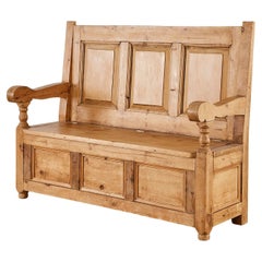 Country English Pine Farmhouse Settle Bench Seat Settee