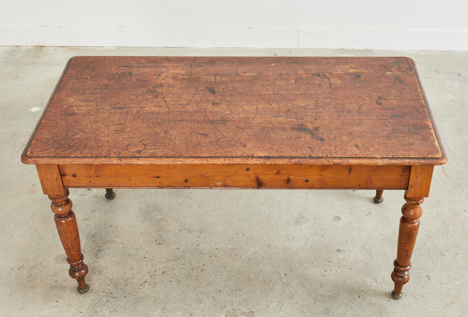 Hand-Crafted Country English Pine Farmhouse Writing or Dining Table