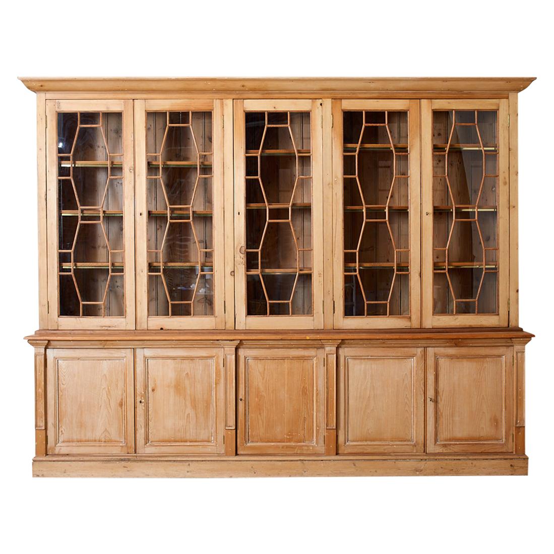 Country English Pine Library Bookcase Cabinet 