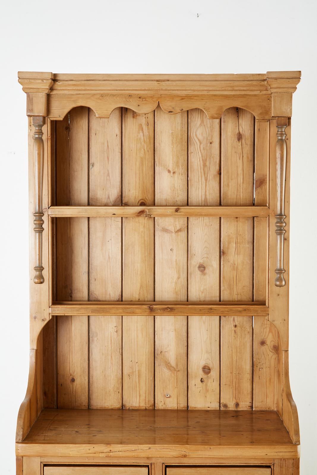 Country English Pine Welsh Dresser with Cupboard 3