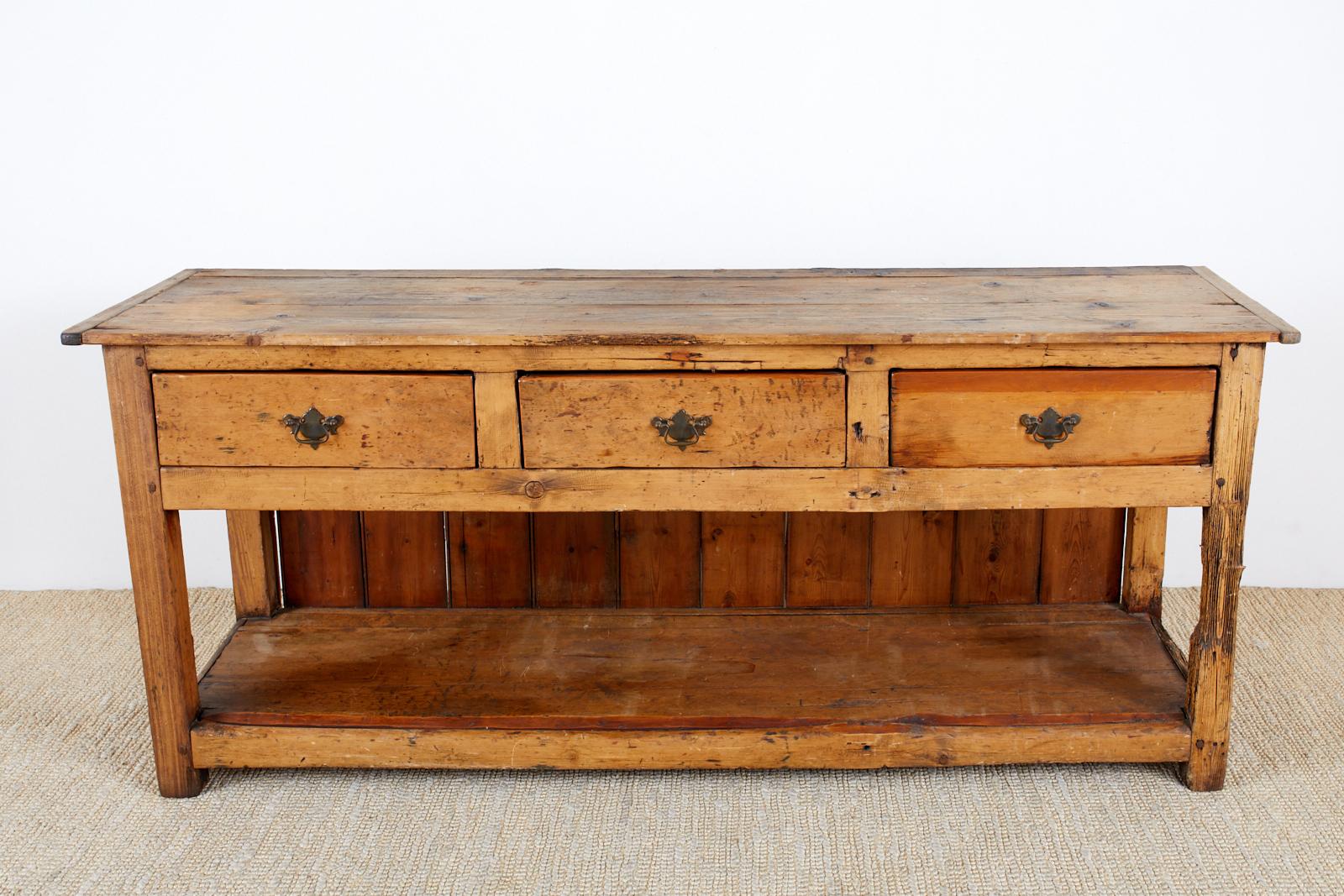 Country English Pine Welsh Dresser with Pot Board 8