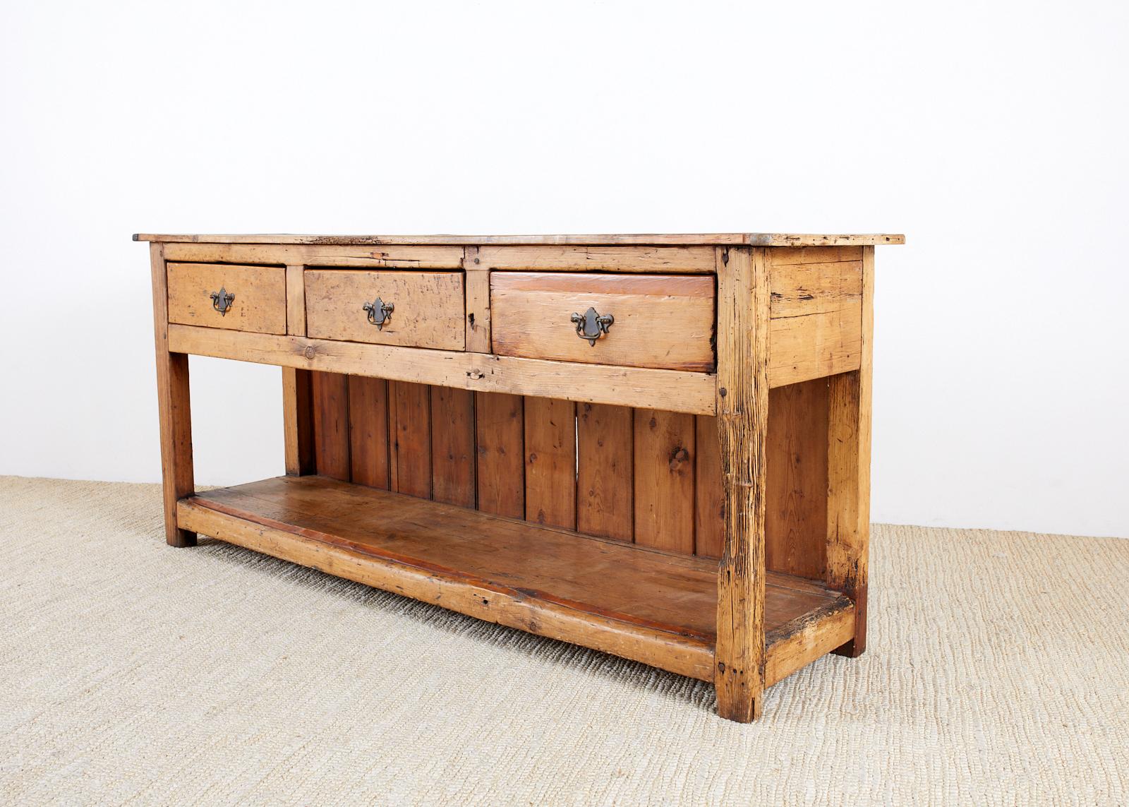 Rustic Country English Pine Welsh Dresser with Pot Board