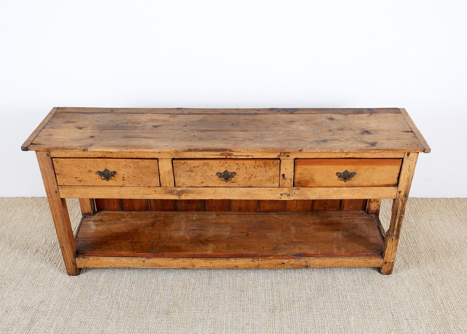 Hand-Crafted Country English Pine Welsh Dresser with Pot Board