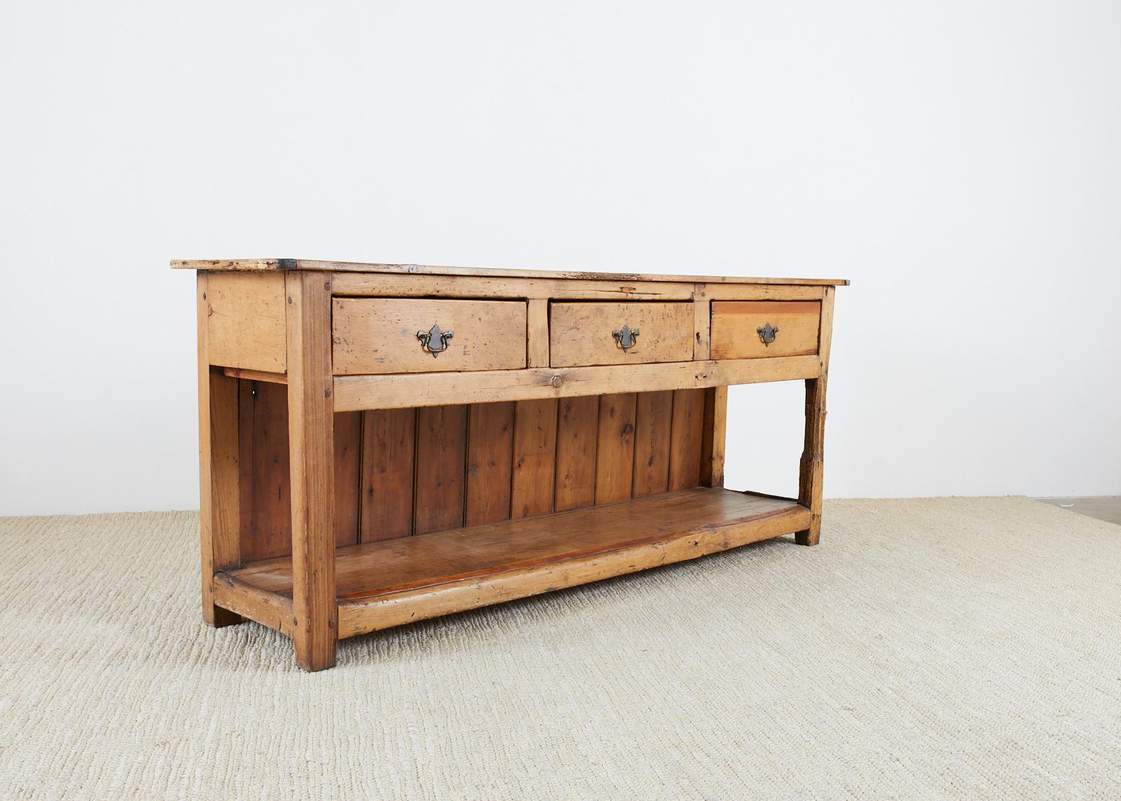 19th Century Country English Pine Welsh Dresser with Pot Board
