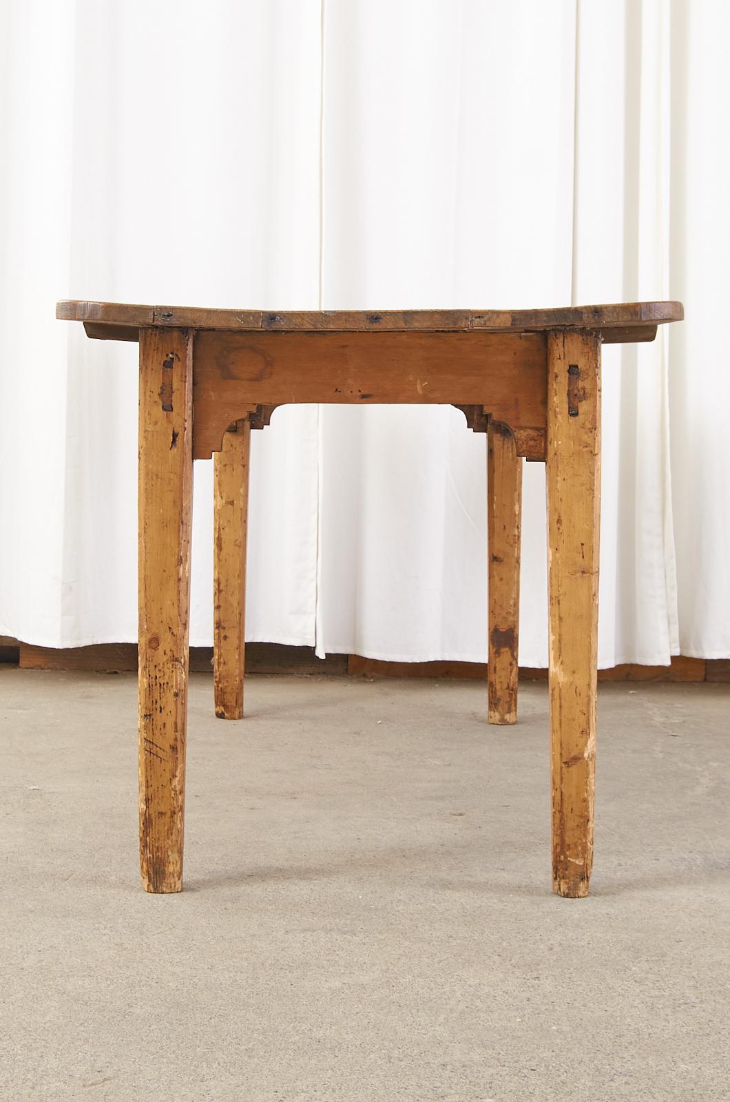 19th Century Country English Provincial Fruitwood Farmhouse Dining Table