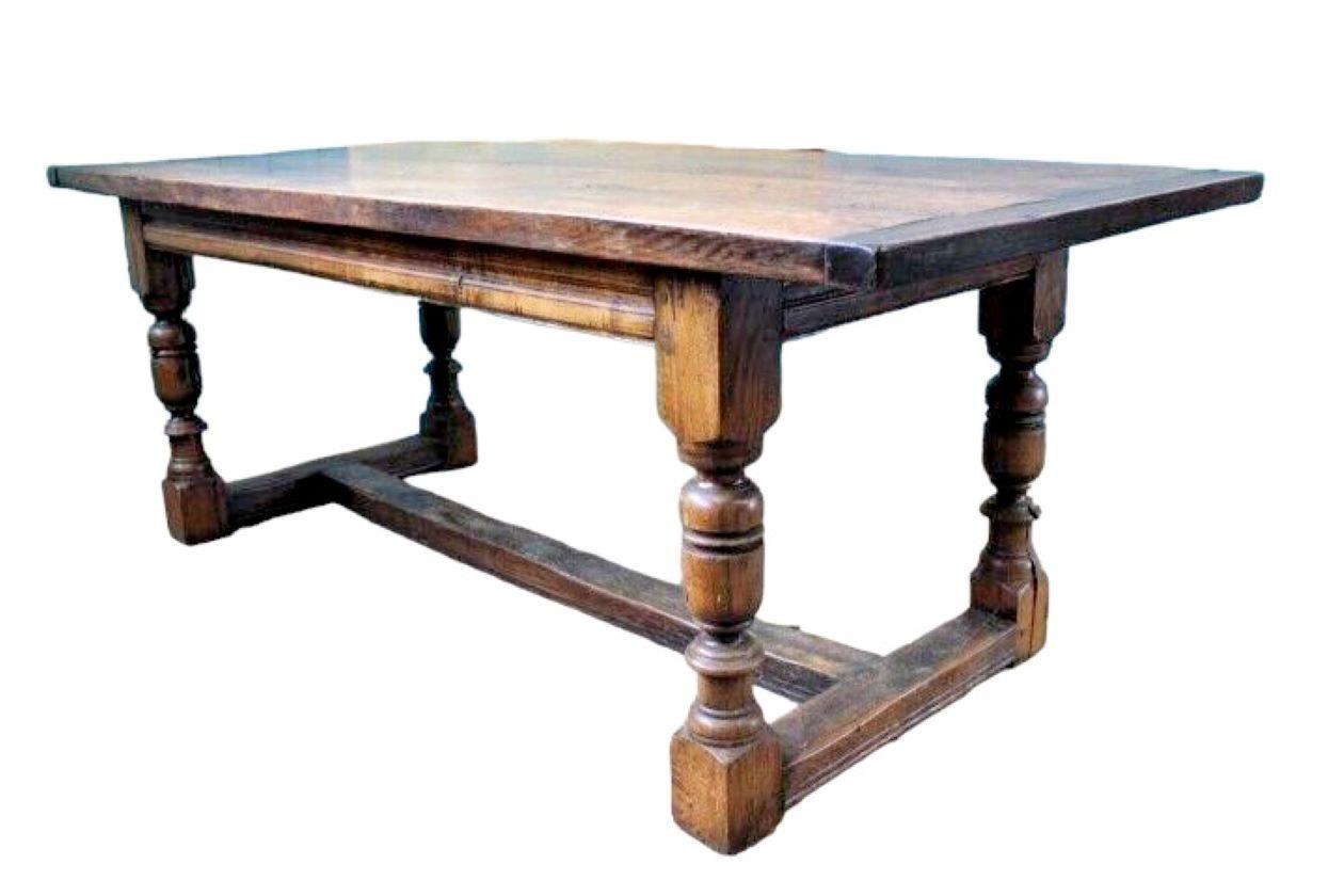 Medieval Country English Provincial Oak Farmhouse Dining Table For Sale