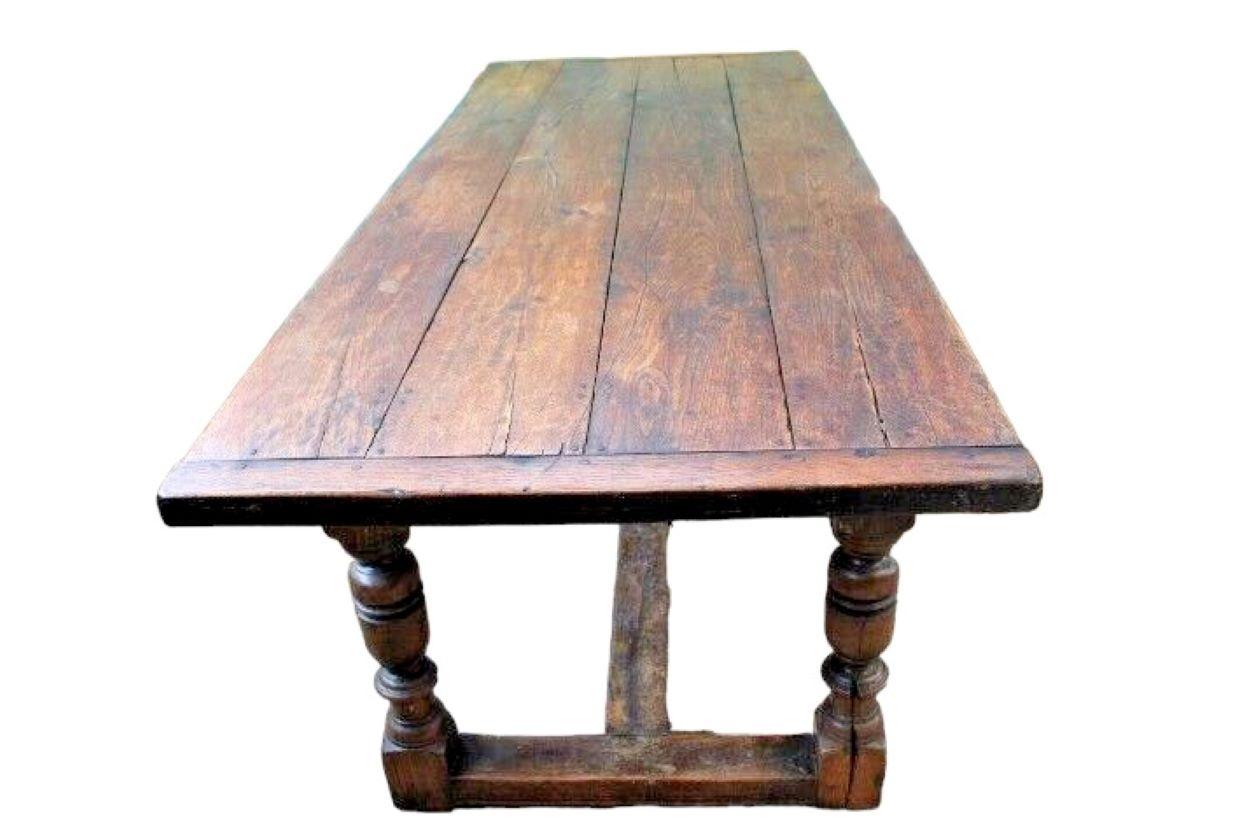 British Country English Provincial Oak Farmhouse Dining Table For Sale