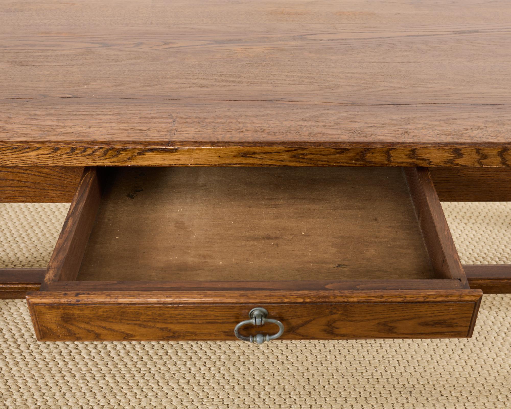 Country English Provincial Oak Farmhouse Trestle Dining Table 4