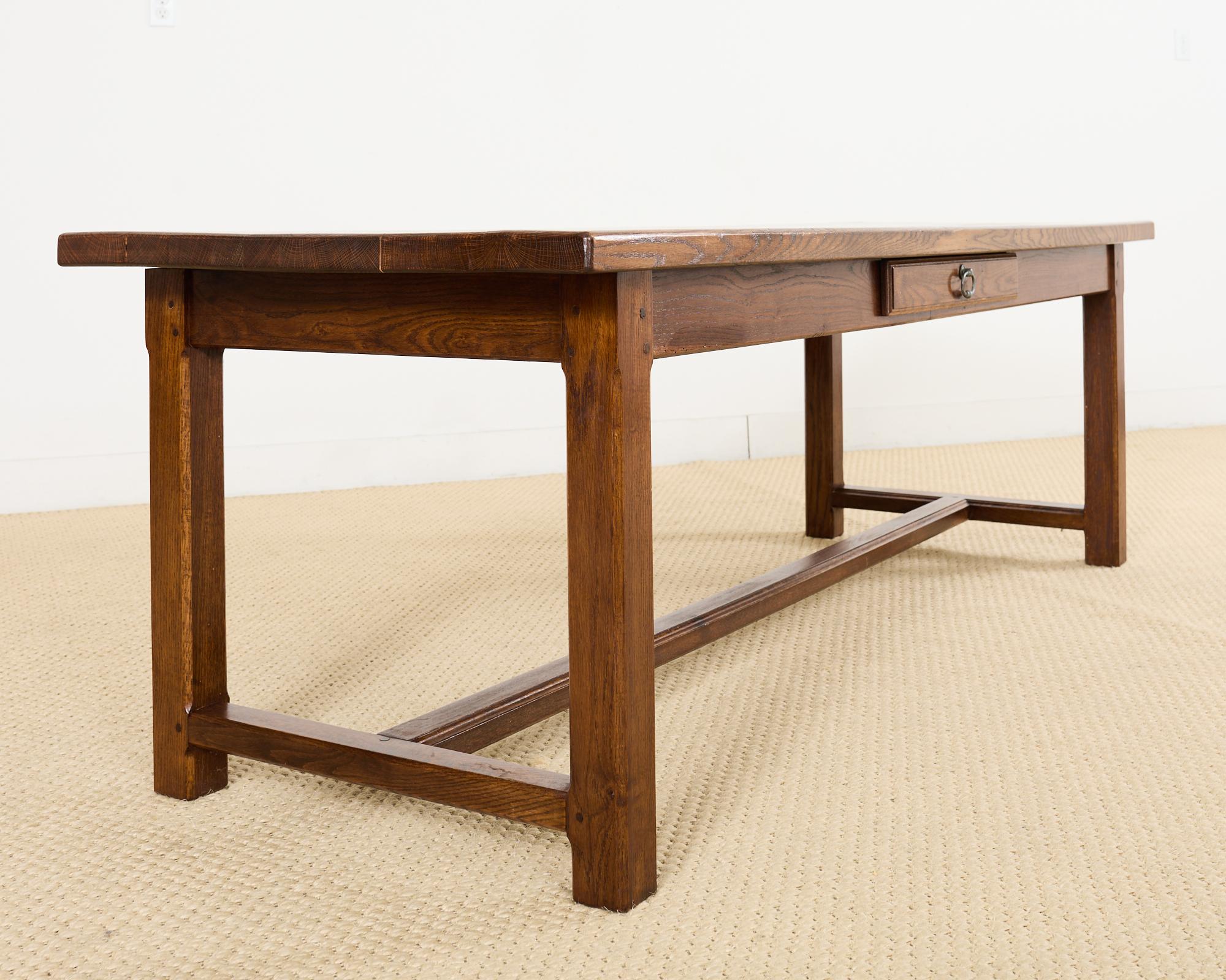 Country English Provincial Oak Farmhouse Trestle Dining Table 5