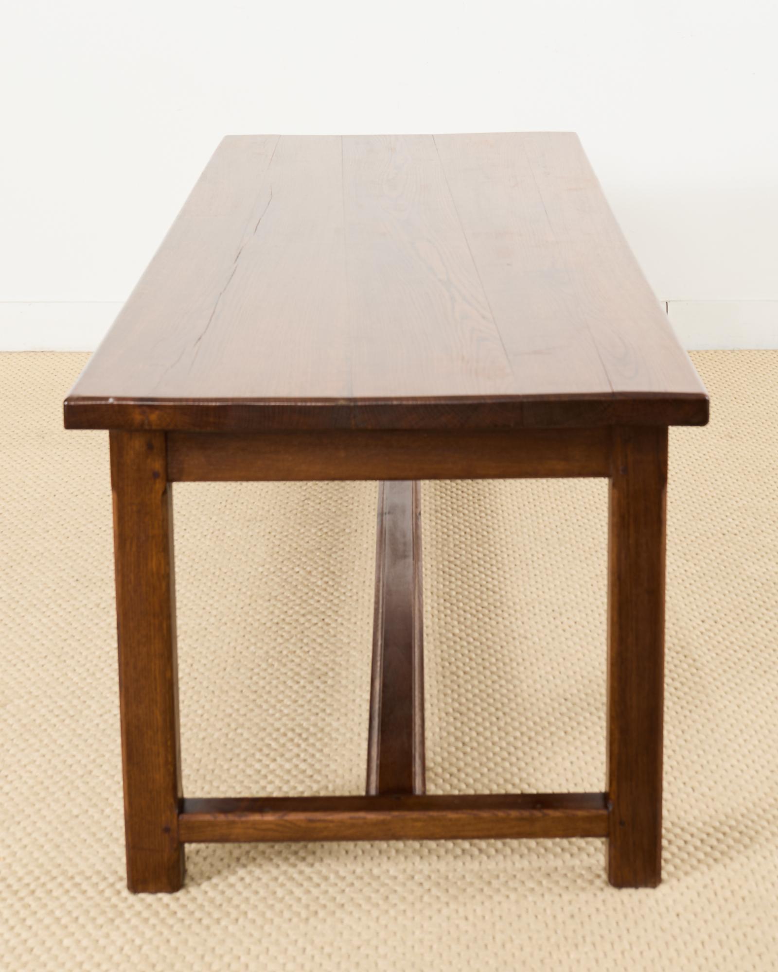 Country English Provincial Oak Farmhouse Trestle Dining Table 6