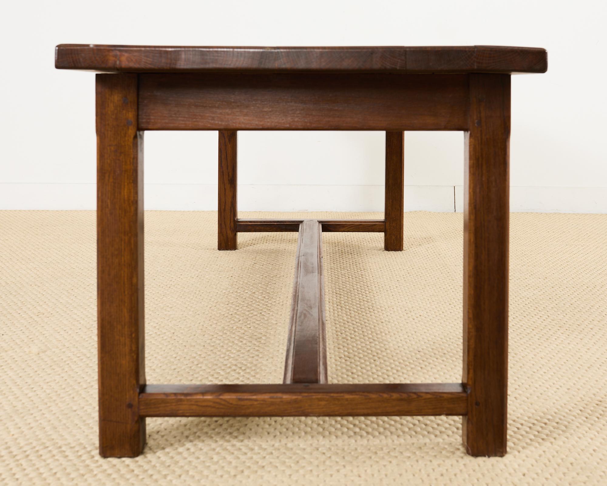 Country English Provincial Oak Farmhouse Trestle Dining Table 8