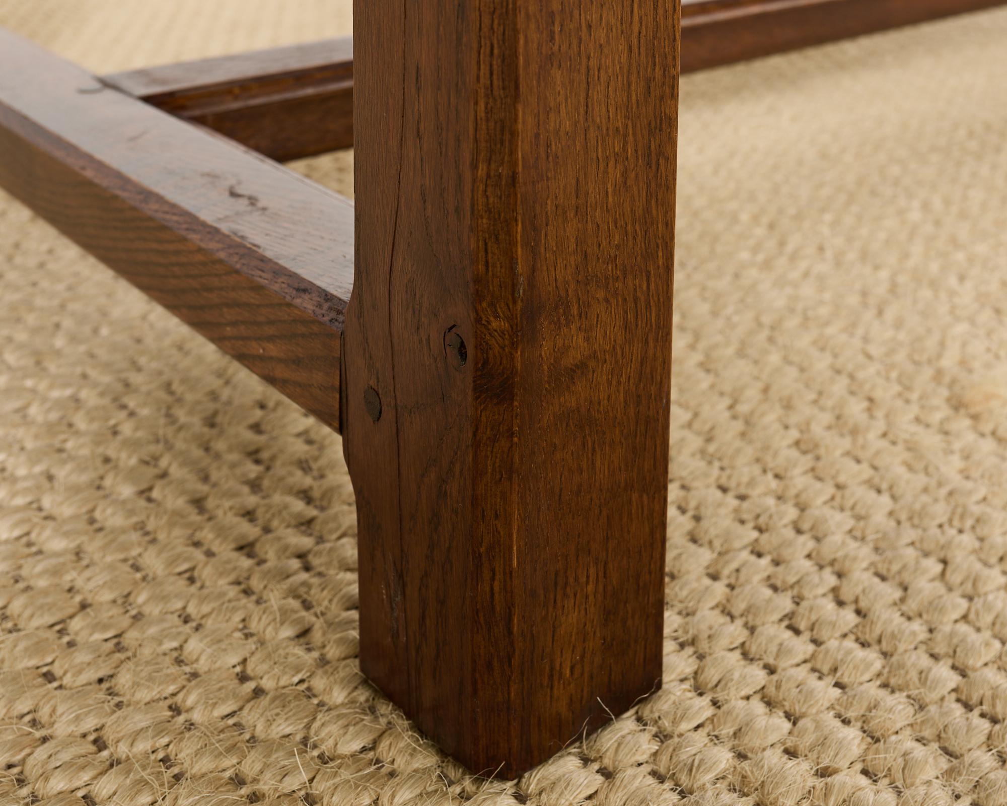 Country English Provincial Oak Farmhouse Trestle Dining Table 9