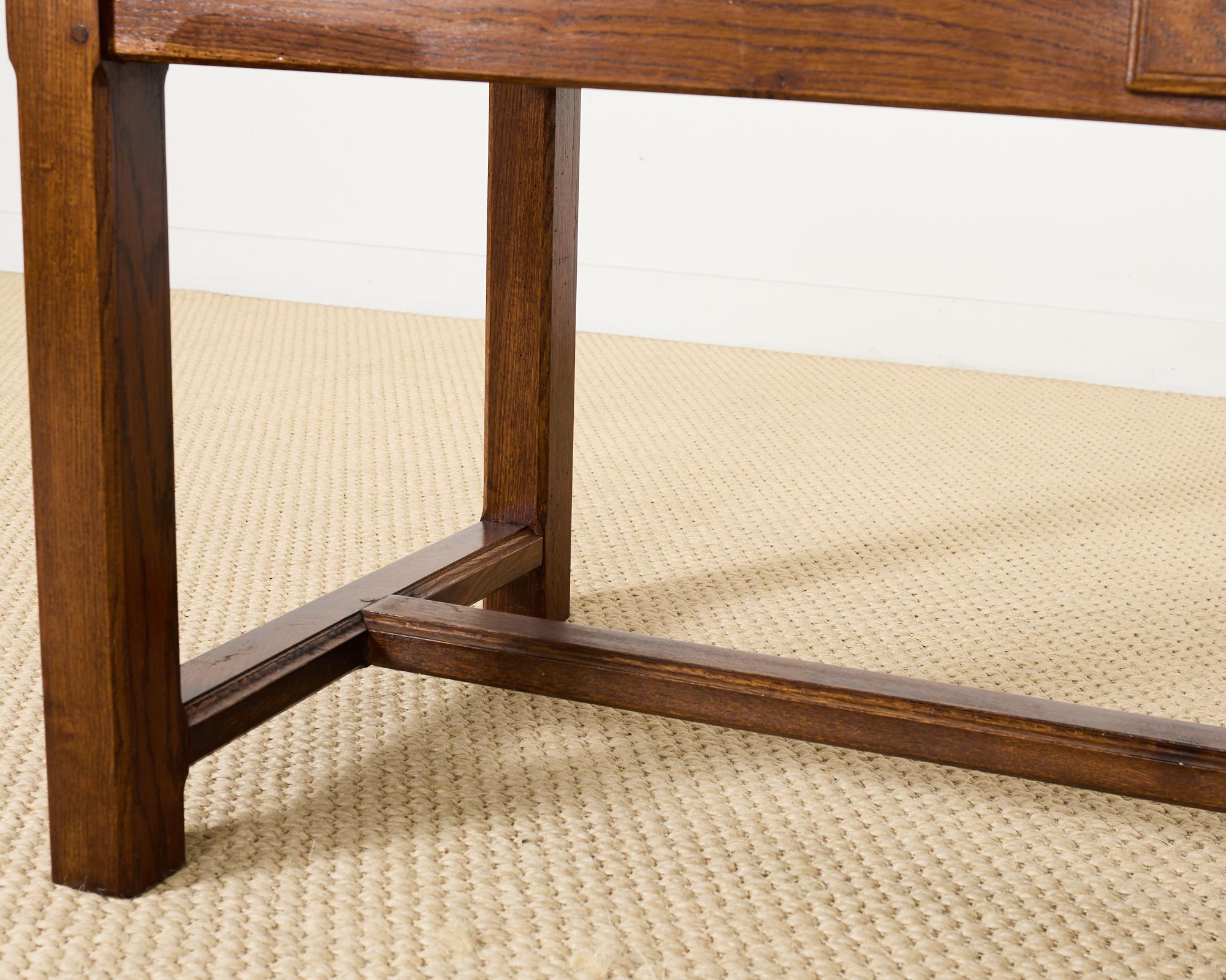 Country English Provincial Oak Farmhouse Trestle Dining Table 10