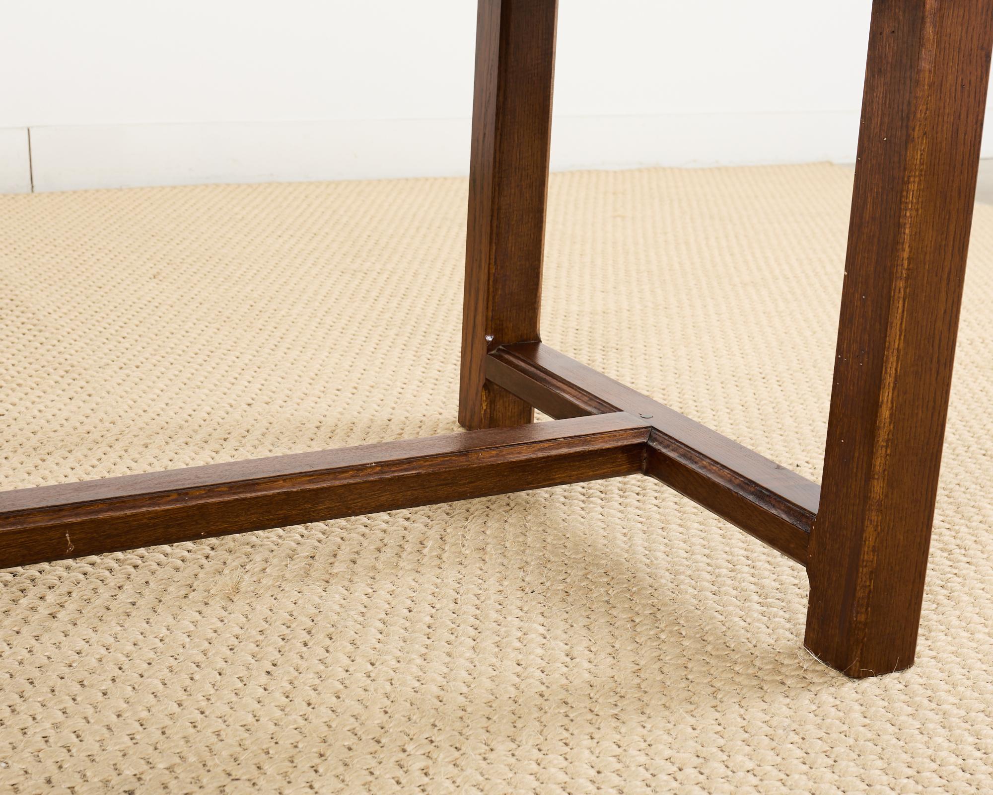Country English Provincial Oak Farmhouse Trestle Dining Table 11