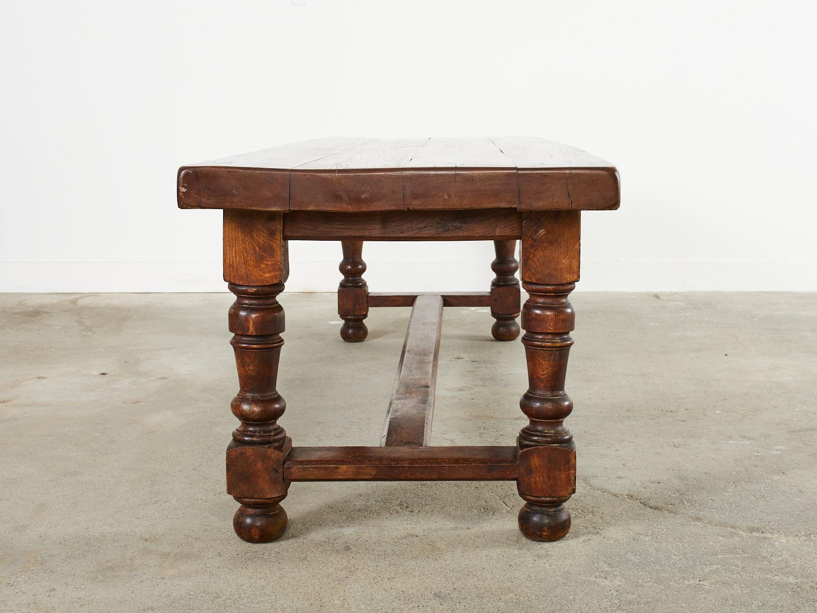 Country English Provincial Oak Farmhouse Trestle Dining Table 12